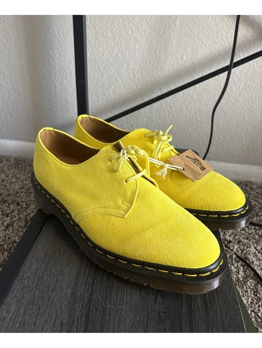Dr Martens 1461 Made in England Buck Suede Oxford Shoe Yellow Men's US Size 8